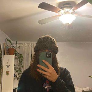 Brown crochet beanie